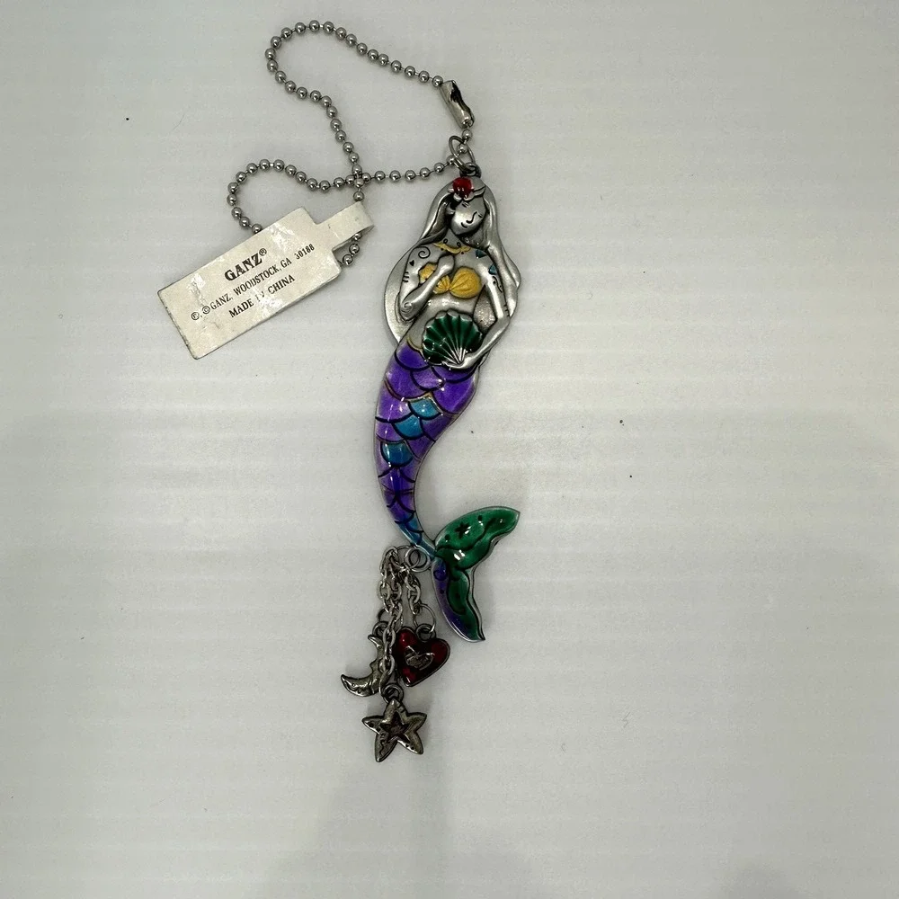 Ganz Mermaid Keychain Metal Enamel Purple Tail Charm Beach Ocean Theme